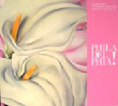 オキーフ：ピンクの地の上の２本のカラ・リリー